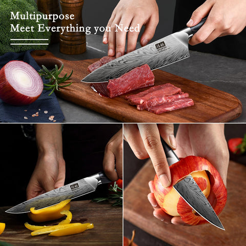 SHAN ZU chef knife in action, efficient for meats and vegetables.