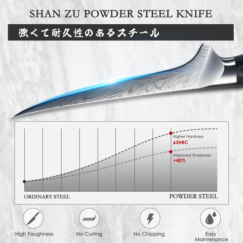 SHAN ZU slightly curved tip aids effortless deboning and filleting