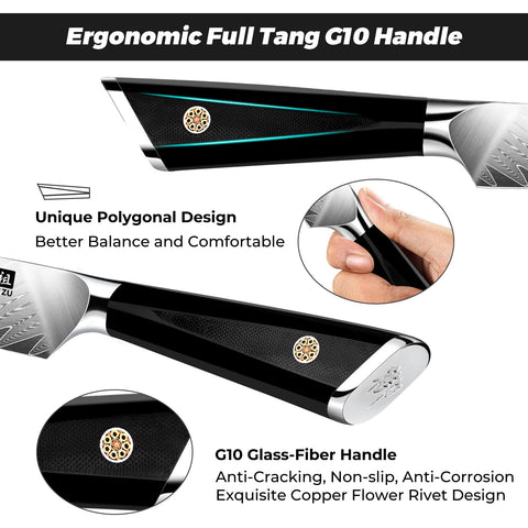 SHAN ZU Damascus 4-inch knife ergonomic handle for safe, steady slicing