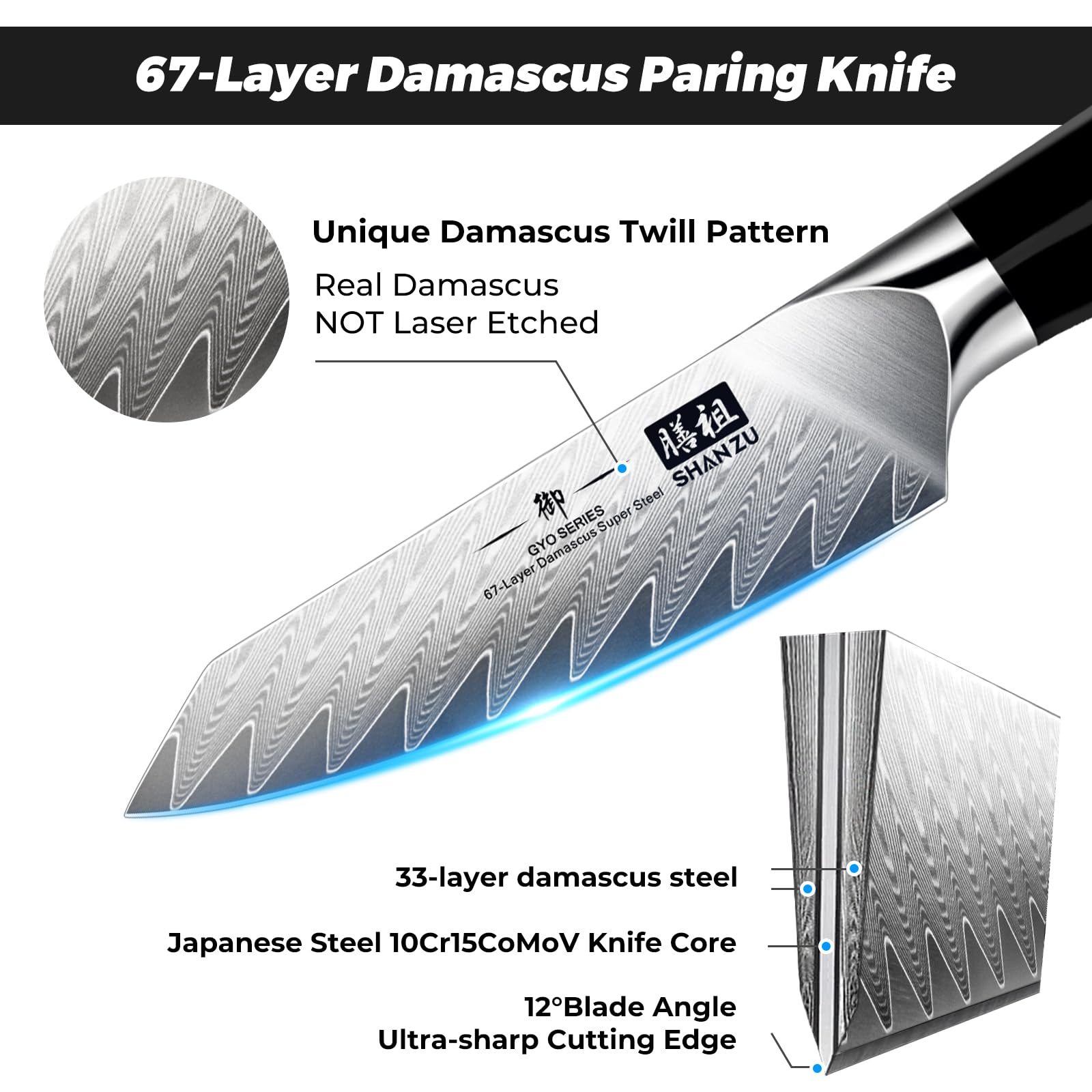SHAN ZU paring knife with wood grip demonstrates comfortable handling and control