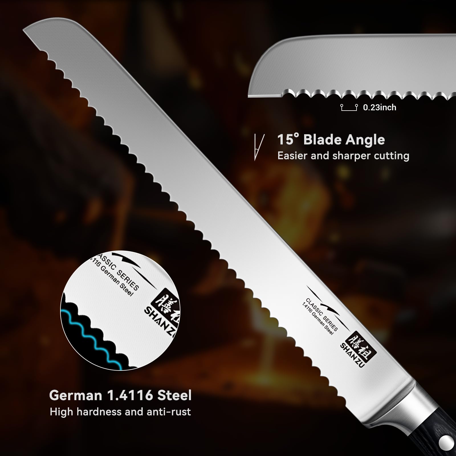 SHAN ZU German stainless steel blade, 1.4116 for durability and rust resistance