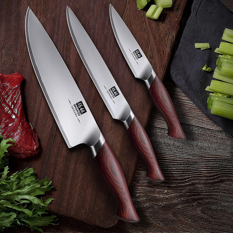 SHAN ZU ergonomic pakkawood handle shot illustrating secure grip.