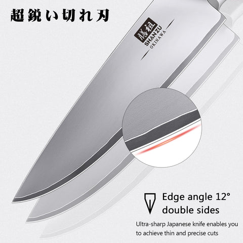 SHAN ZU knife handle ergonomic pakkawood for comfortable grip even when wet.