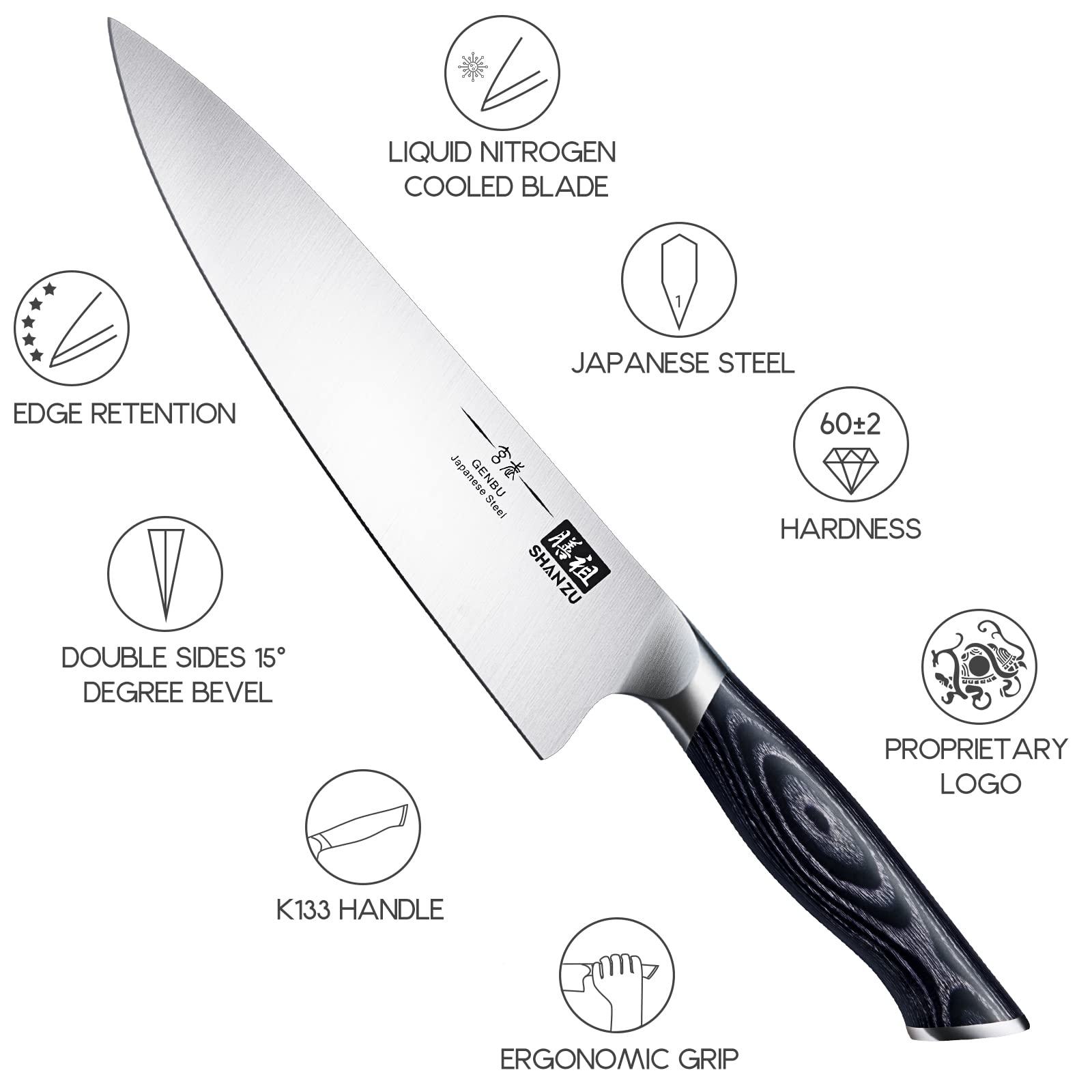 SHAN ZU Japanese super steel blade emphasizing durability and sharpness