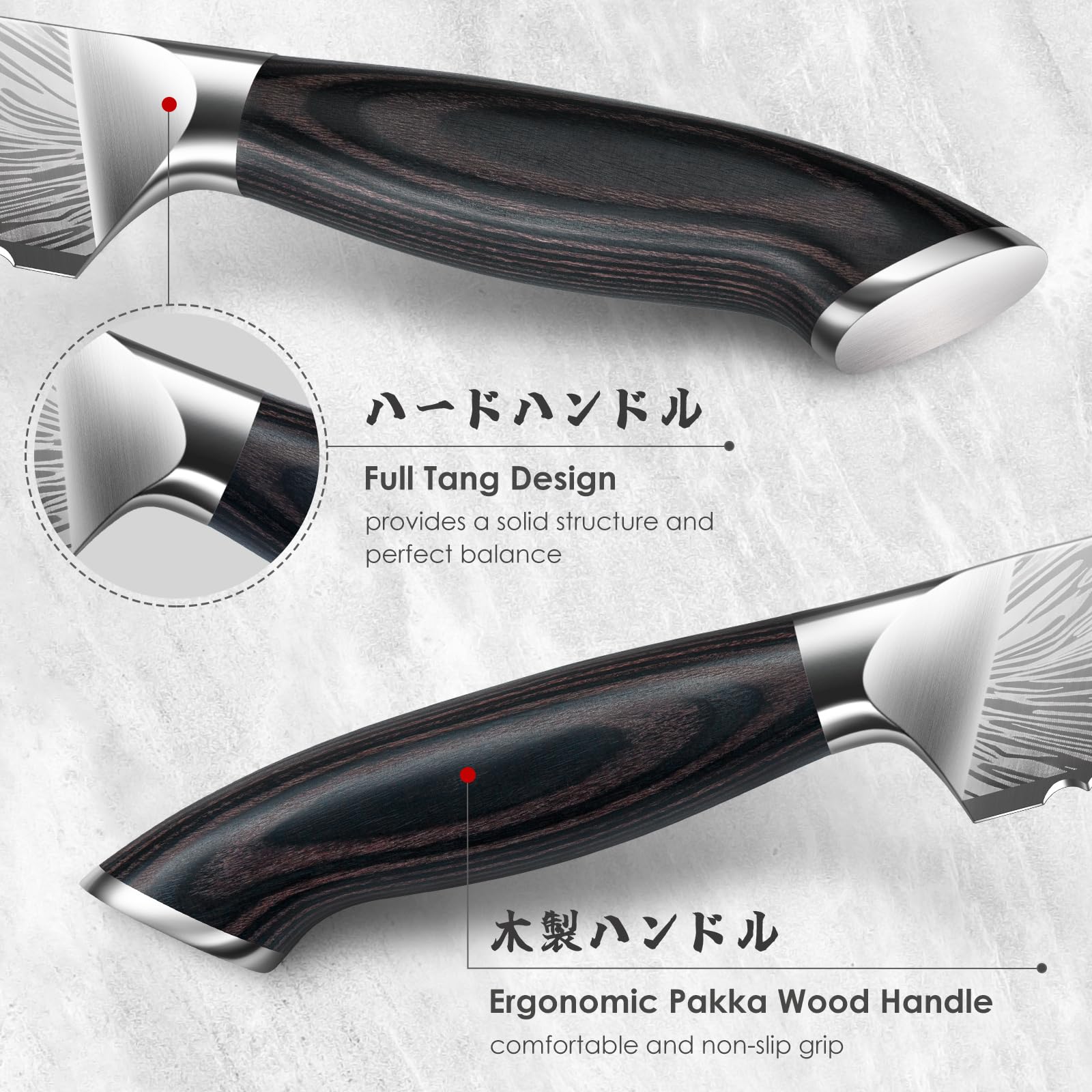 SHAN ZU blade with laser-engraved pattern for stylish slicing.