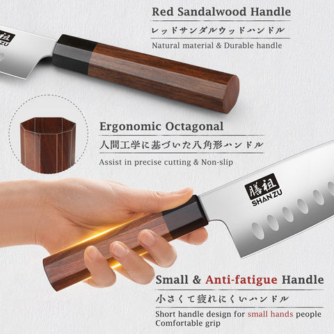 SHAN ZU mini santoku in hand demonstrates suitability for small hands