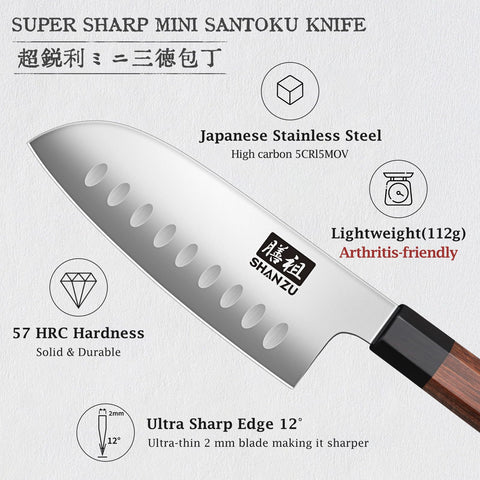 SHAN ZU santoku red sandalwood handle for comfortable secure grip
