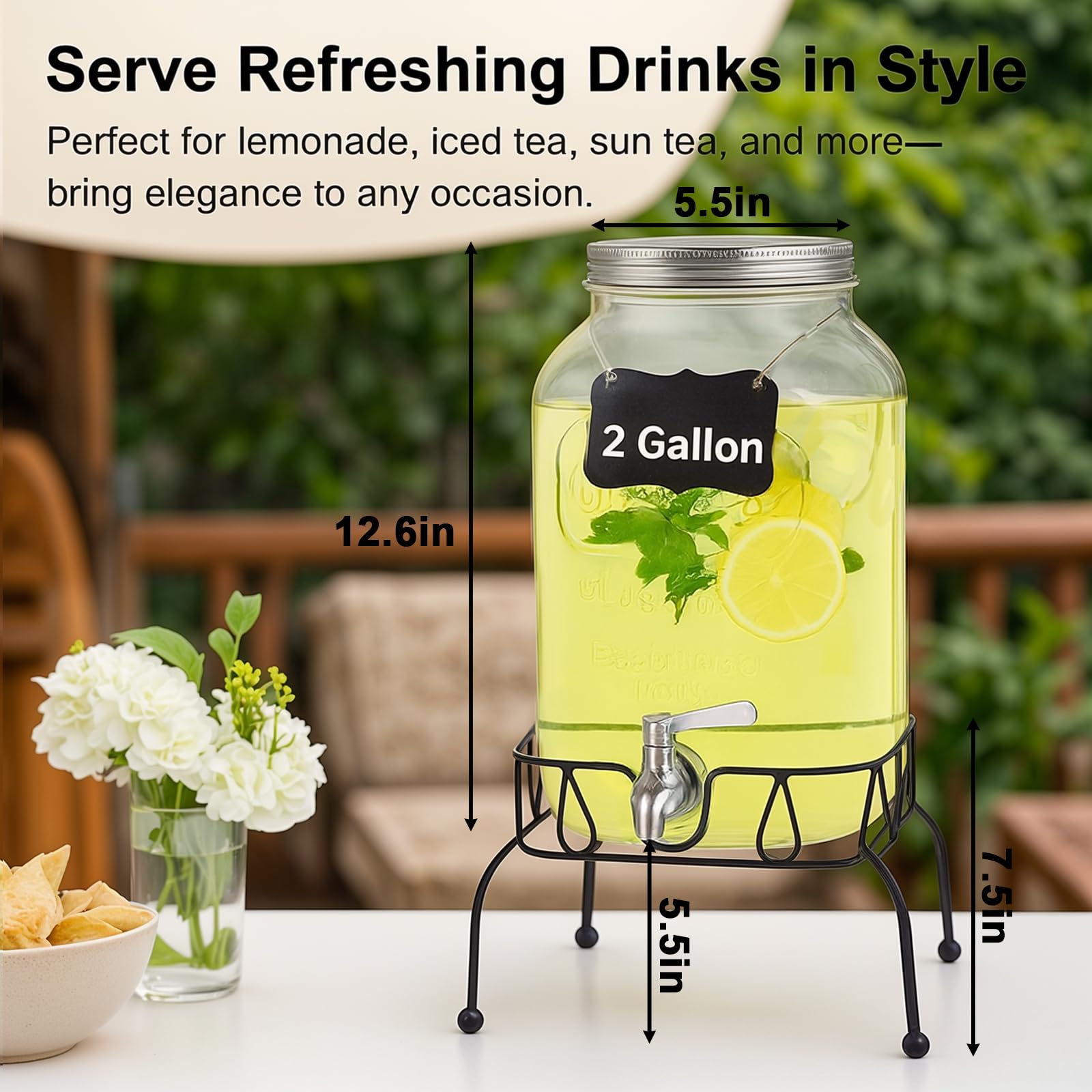 SHANDERBAR built-in ice cylinder keeps drinks cold without dilution.