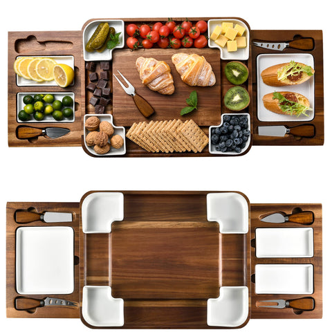 Shanik upgraded acacia cheese board square, stylish centerpiece for entertaining.