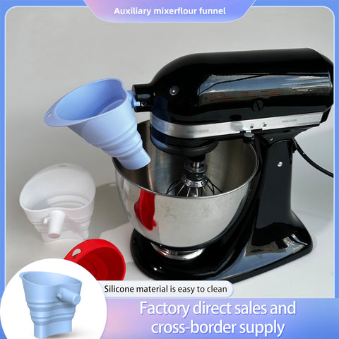 SHANPIN flour funnel demonstrates angled pour for controlled flour and liquid addition.
