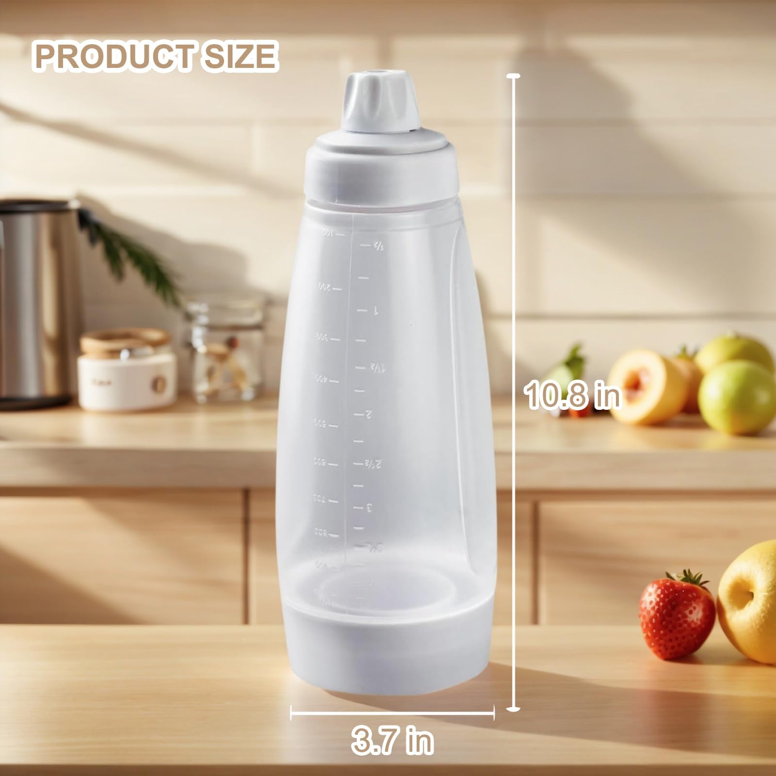 SHANXUMC pancake batter dispenser featuring graduated lines for precise measurements.