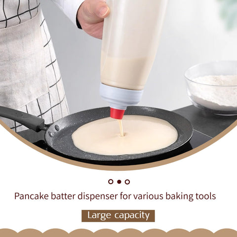 SHANXUMC pancake batter dispenser wide-mouth nozzle enables clean pouring.