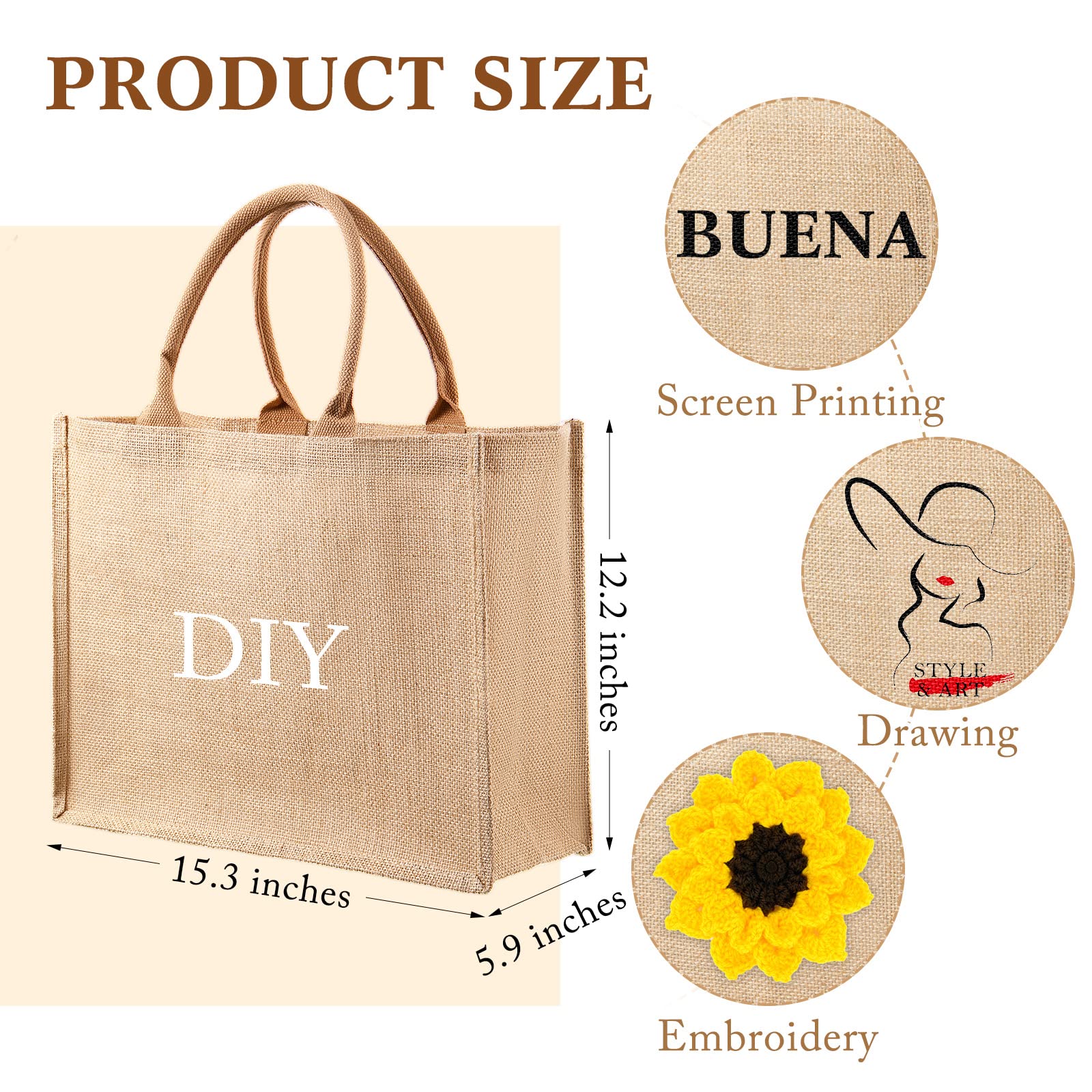 Shappy burlap tote blank surface suitable for DIY art and customization.