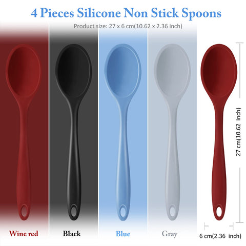 Shappy silicone cooking spoon in black, 10.6 inches, non-stick and easy to clean
