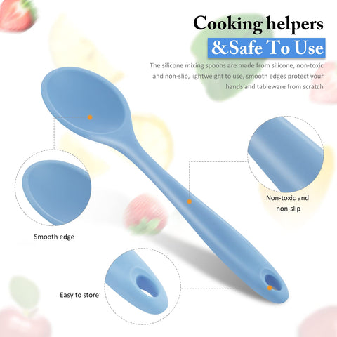 Shappy silicone cooking spoon in blue, heat resistant for high-temp cooking