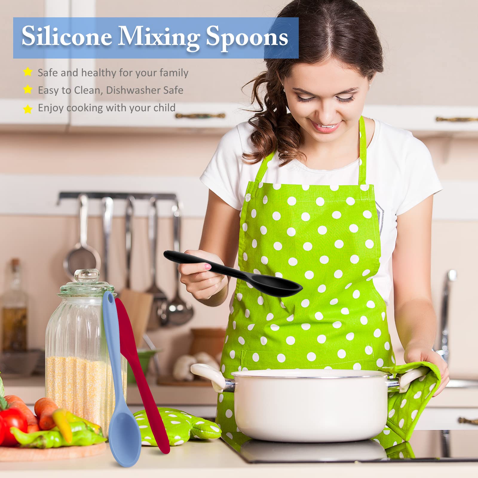 Shappy silicone spoon protects nonstick pans during mixing tasks