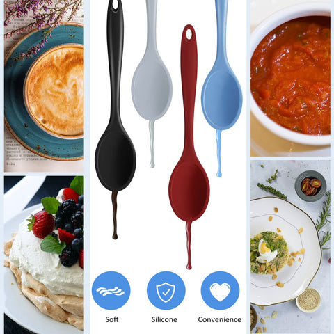 Shappy silicone cooking spoon in gray, with hanging hole for quick drying