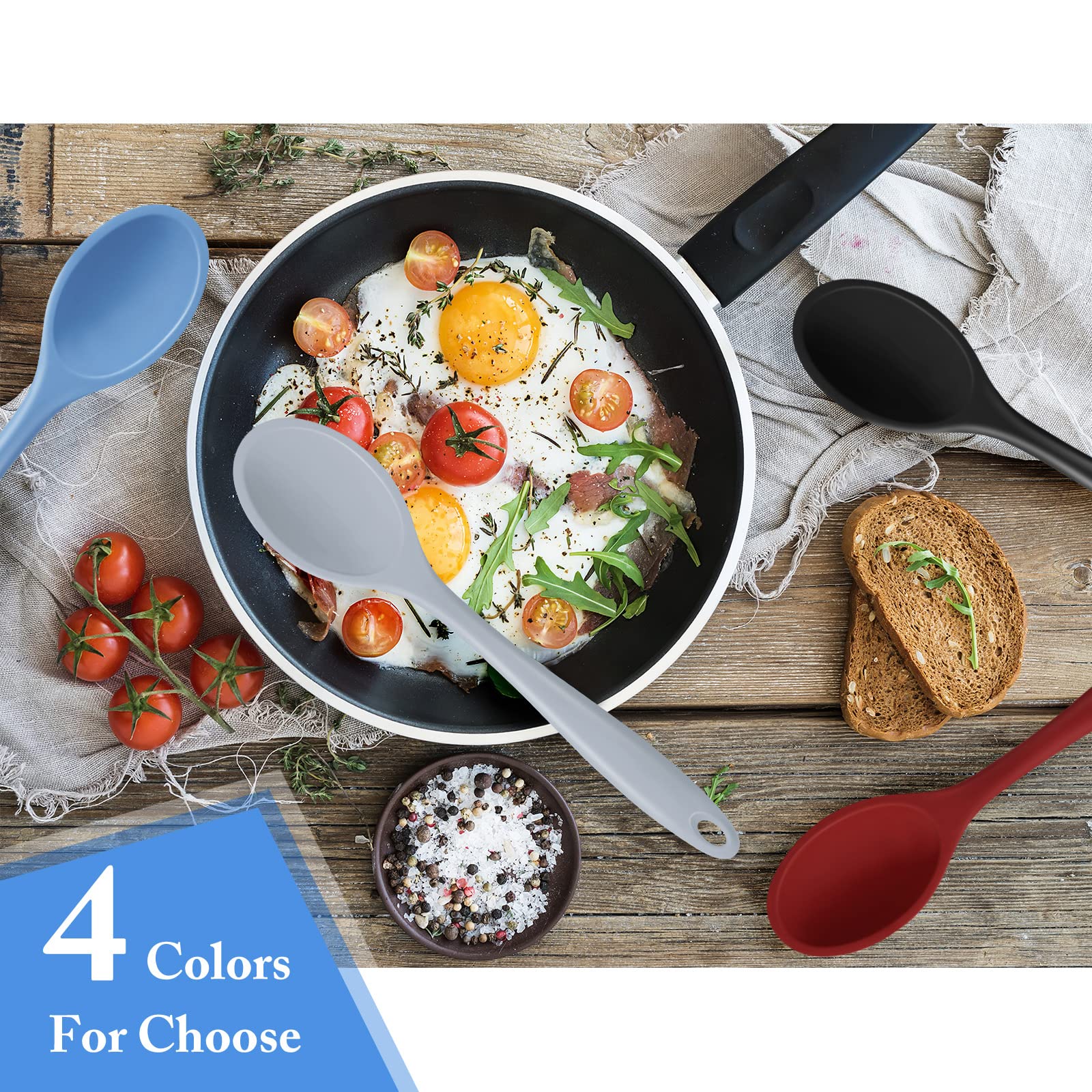 Shappy silicone spoon set features a drying hole for convenient storage