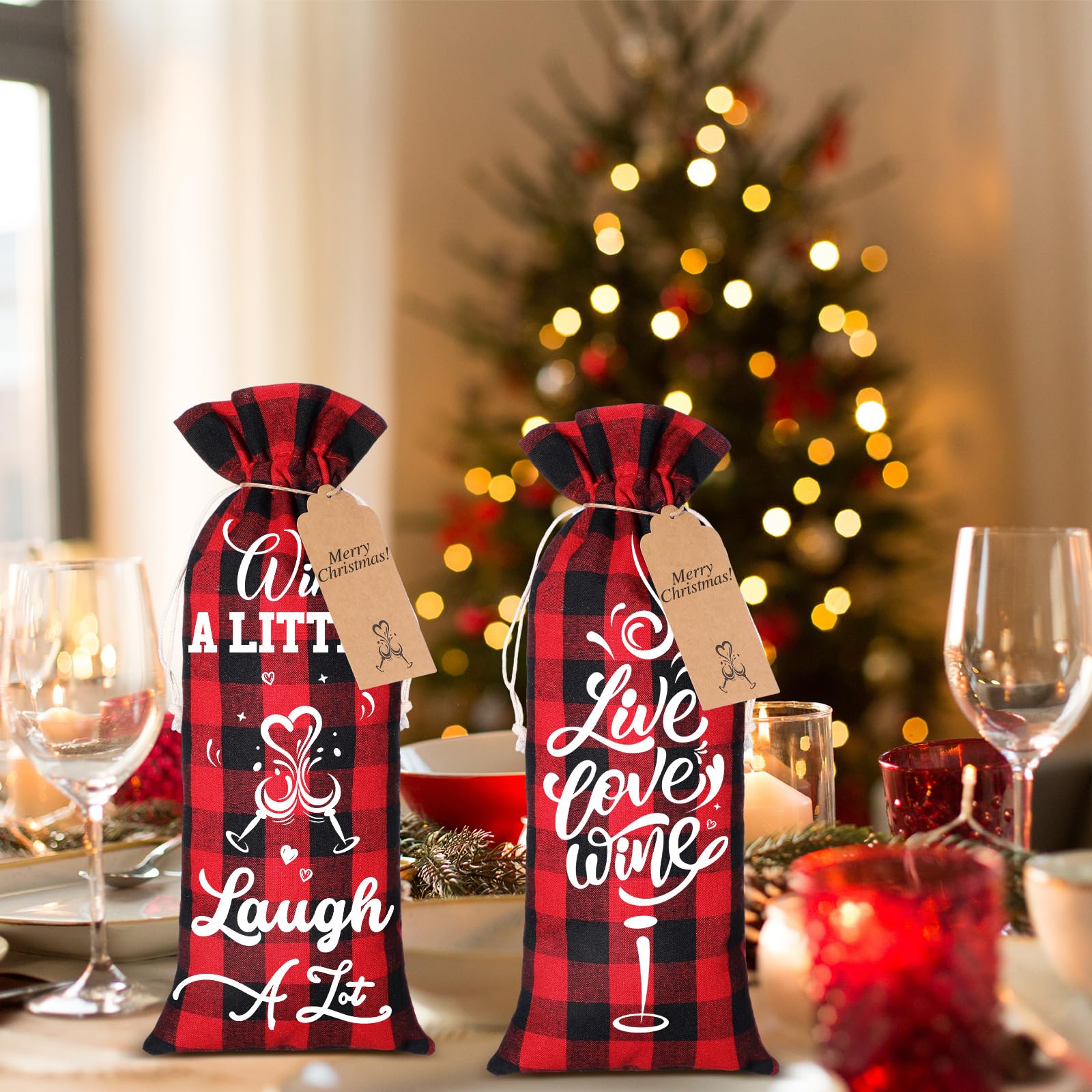 Shappy display of wine bags ready for gifting and home decor.