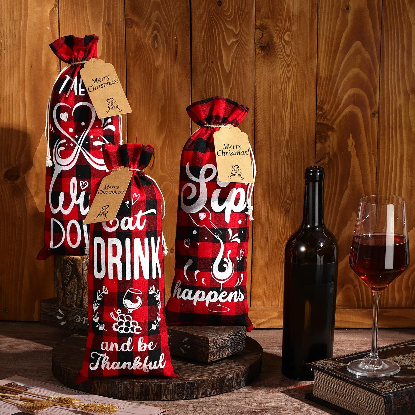 Shappy linen bags are reusable for stylish bottle storage.