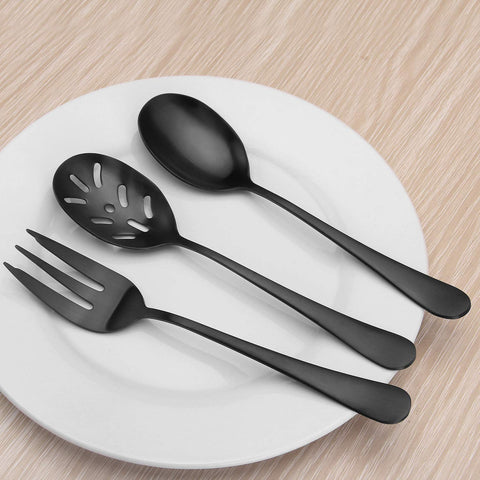 Sharecook matte black serving set with sugar spoon for desserts and condiments.