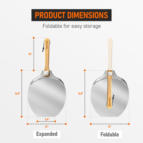 Sharmila foldable handle enables compact storage between uses.