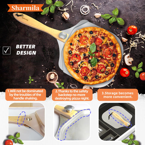 Sharmila rocker cutter cleanly slices pizza with minimal effort.