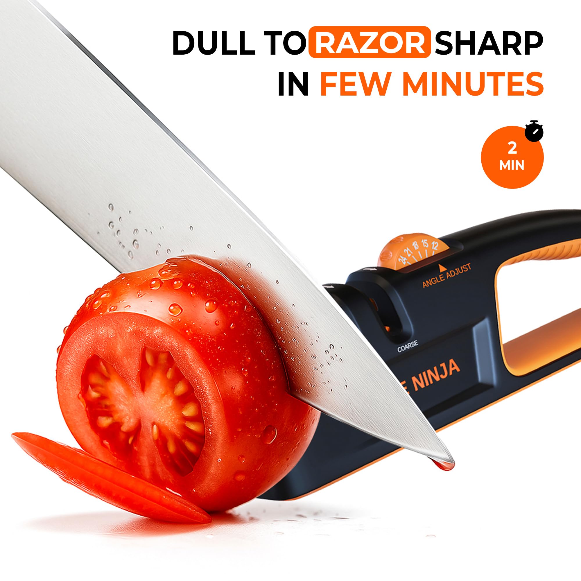 Sharp Pebble ergonomic-handle close-up during sharpening
