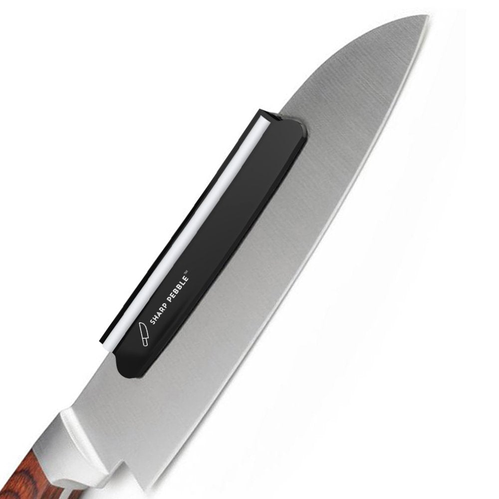 Sharp Pebble angle guide in use on a knife for consistent sharpening angles