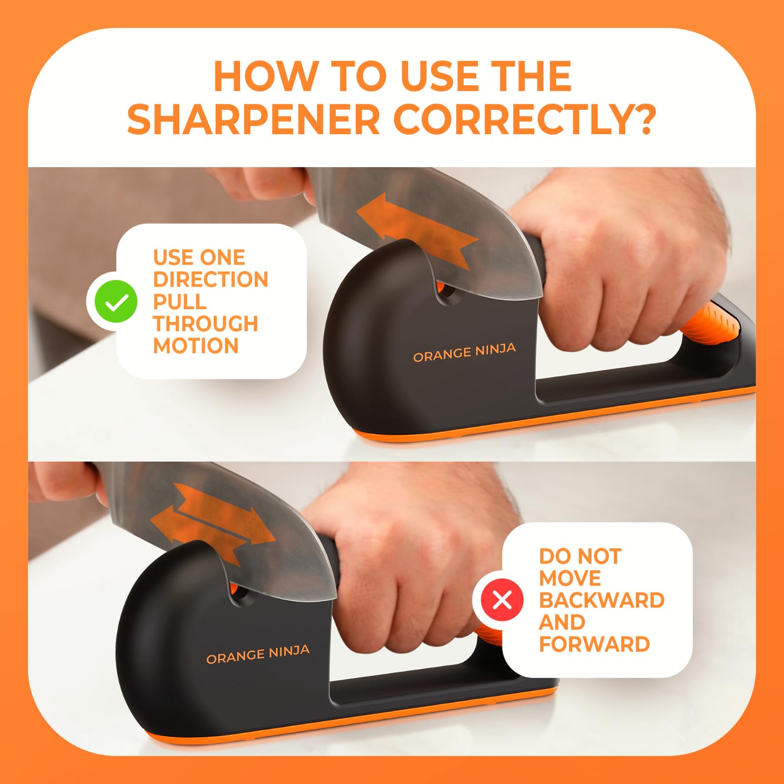 Sharp Pebble Orange Ninja diamond-slot close-up for precise edge refinement