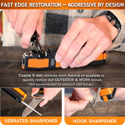 Leather strop refines edge on Sharp Pebble Orange Ninja