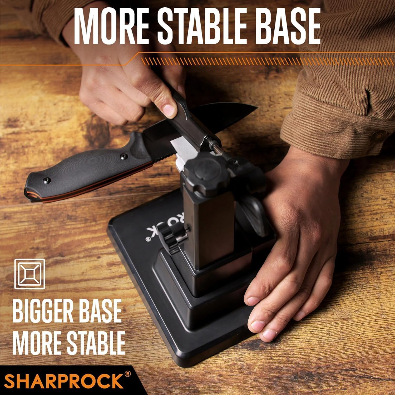 SHARP ROCK compact design enabling safe, easy sharpening at home.