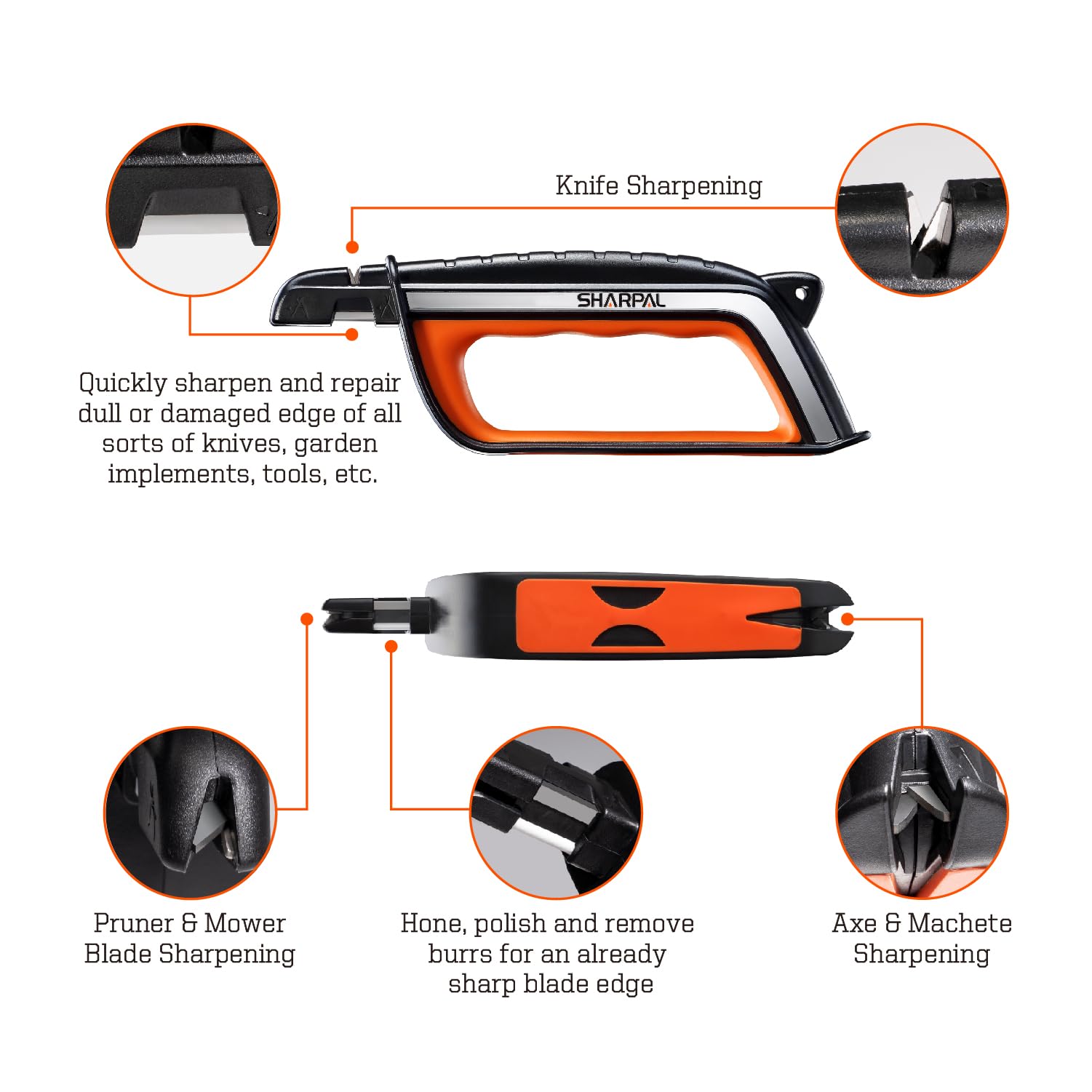 SHARPAL 103N's tungsten carbide bar delivers fast edge restoration on tough blades.