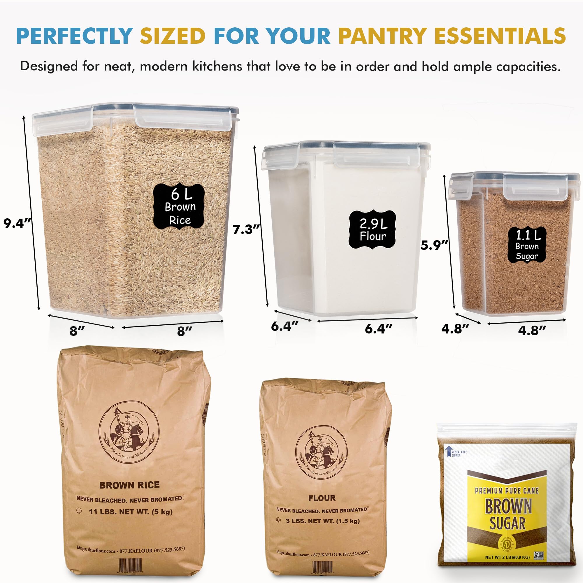 Shazo 2.9L rice container keeps dry goods organized and accessible.