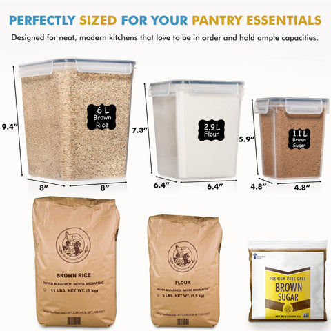 Shazo 2.9L rice container keeps dry goods organized and accessible.
