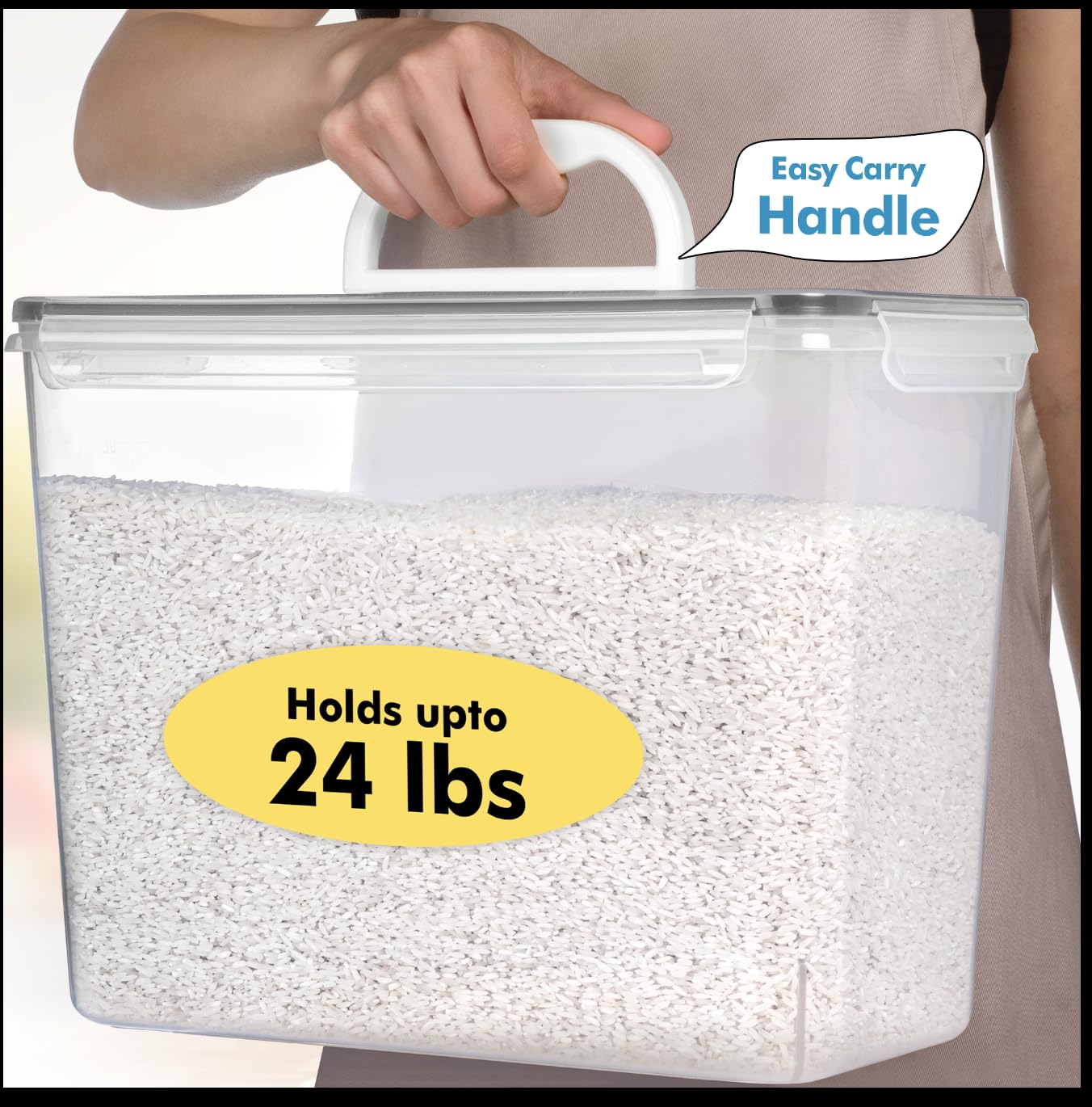 Shazo 2pc 11L container lids closed highlighting airtight seal for freshness.