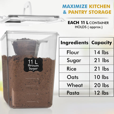 Shazo BPA-free plastic emphasizes safe, durable pantry storage.