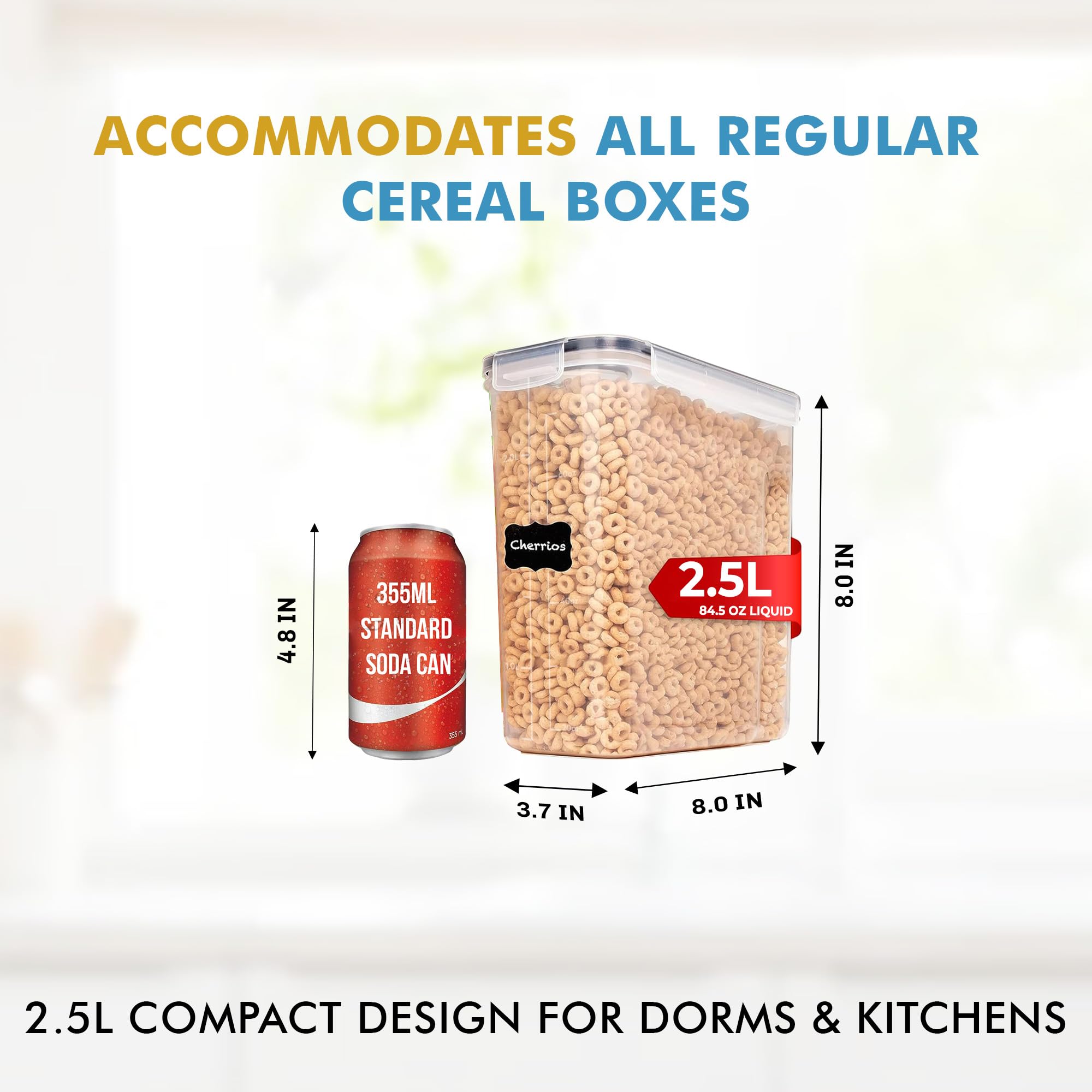 Shazo clear containers offer quick visibility for cereals, rice, and flour.