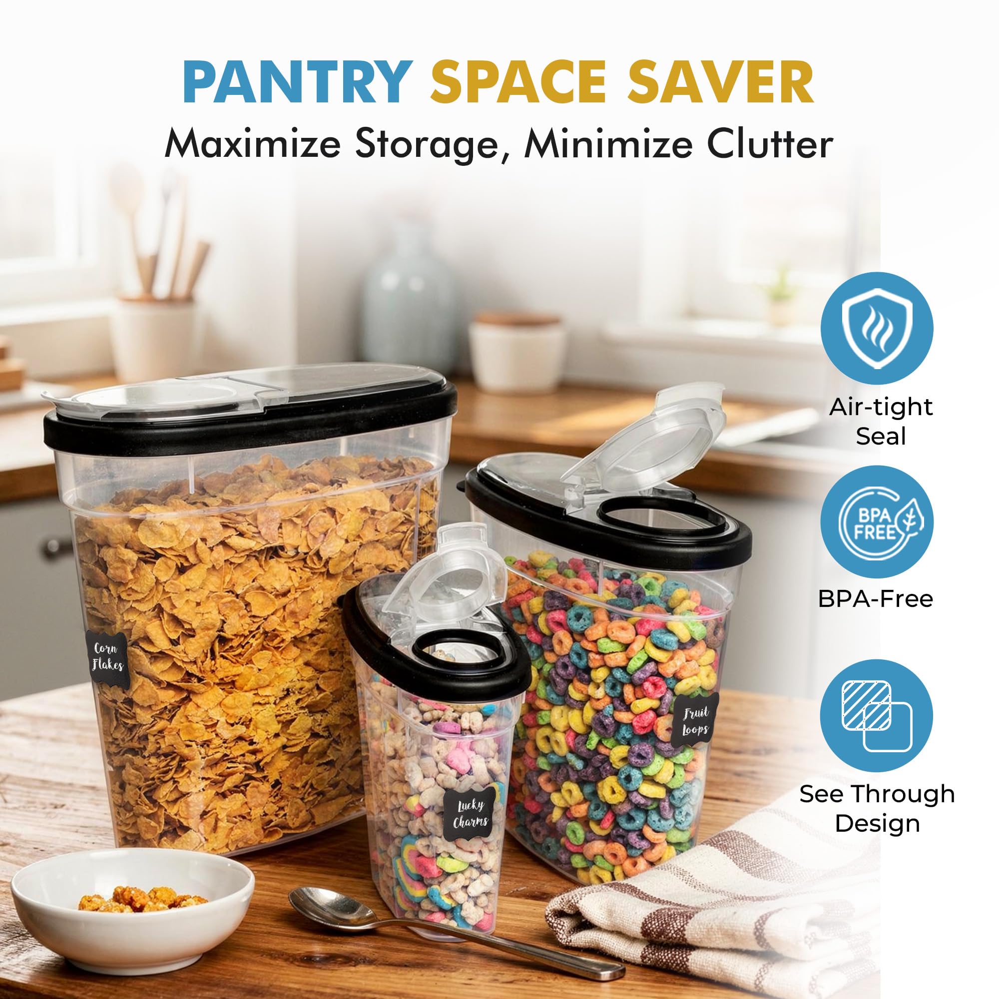 Shazo large cereal container for bulk grains and cereals