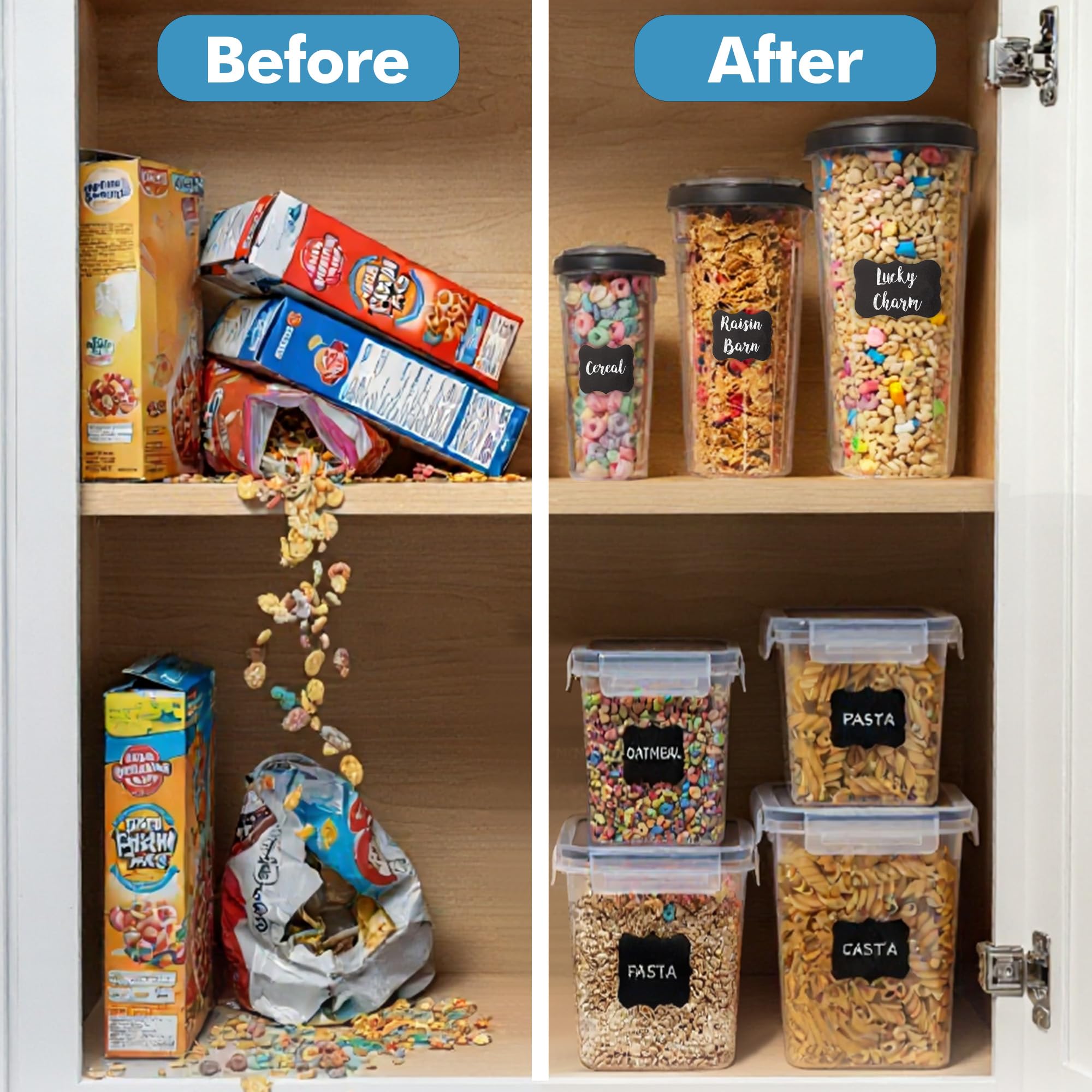 Shazo storage for rice, flour, pasta and more in clear containers