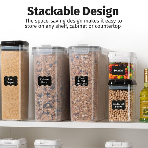 Shazo pantry-ready canister set fits shelves and declutters spaces.