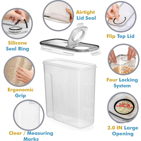 Shazo silicone seal ensures airtight freshness for dry goods and grains.