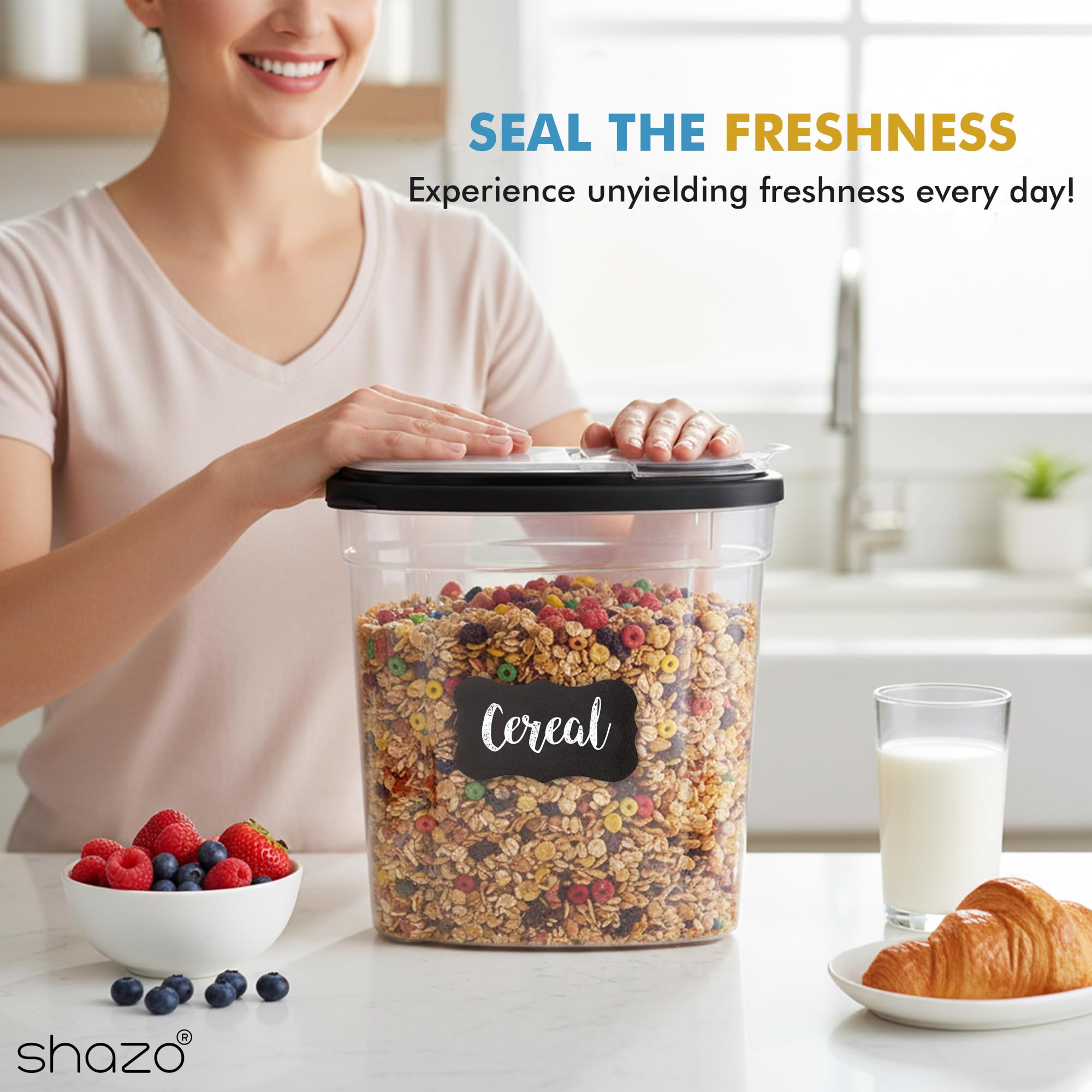 Shazo transparent pantry containers for quick content identification