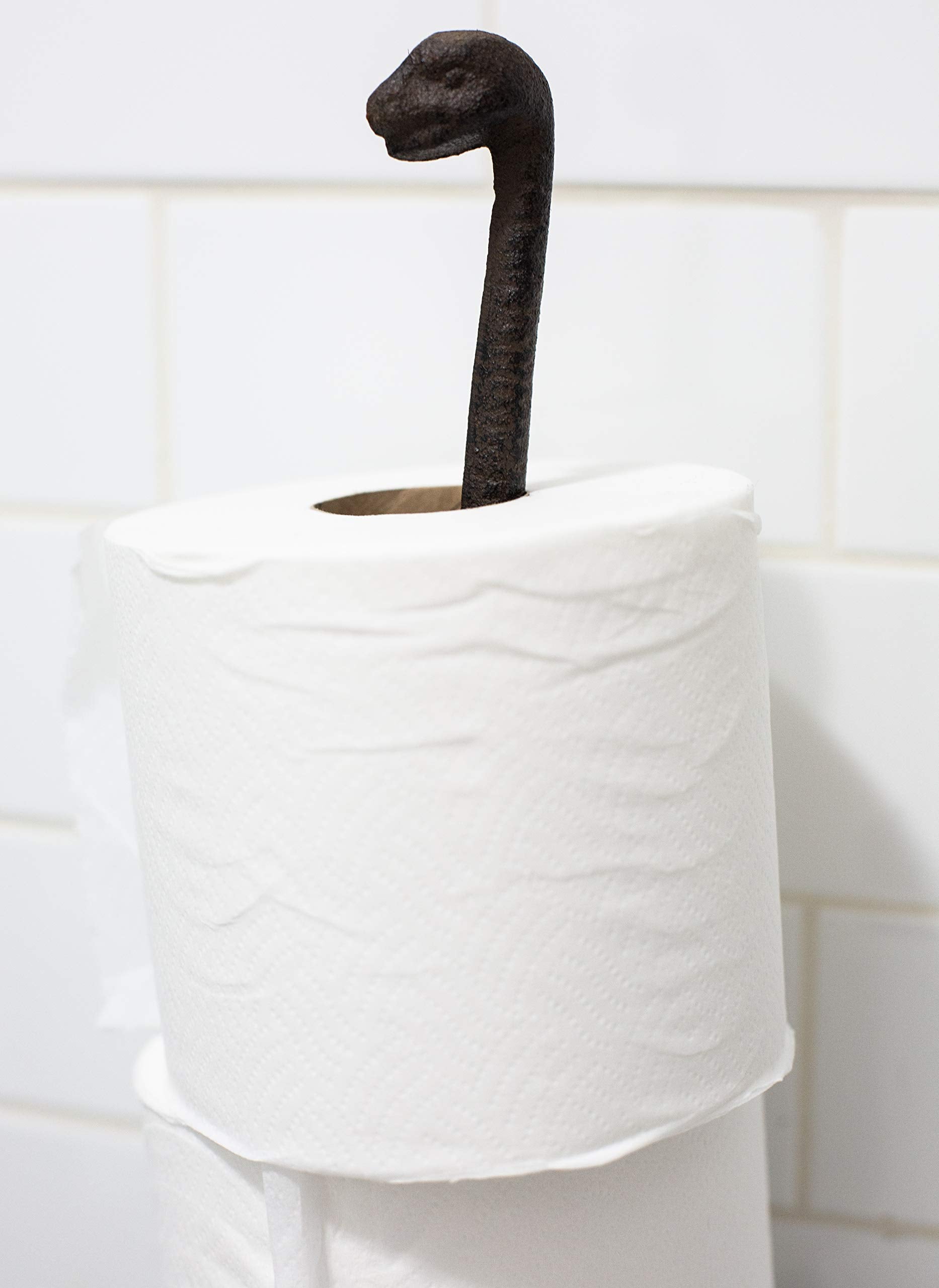 Sheff cast-iron dinosaur paper roll holder keeps rolls neat and reachable