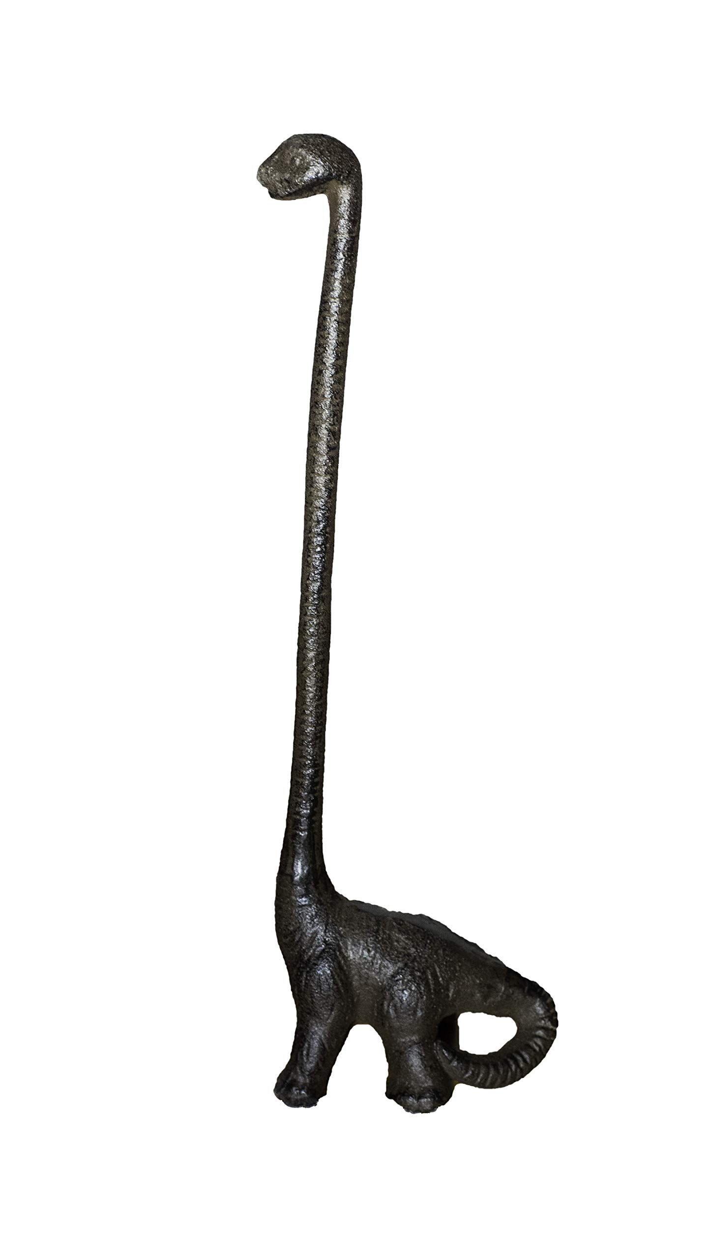 Sheff dinosaur cast-iron paper towel holder on rustic counter for towel organization