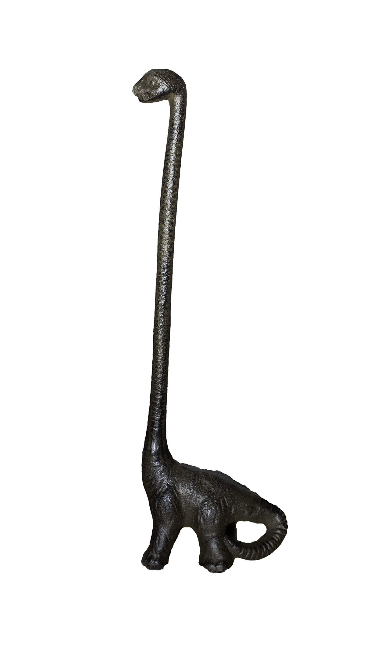 Sheff dinosaur cast-iron paper towel holder on rustic counter for towel organization