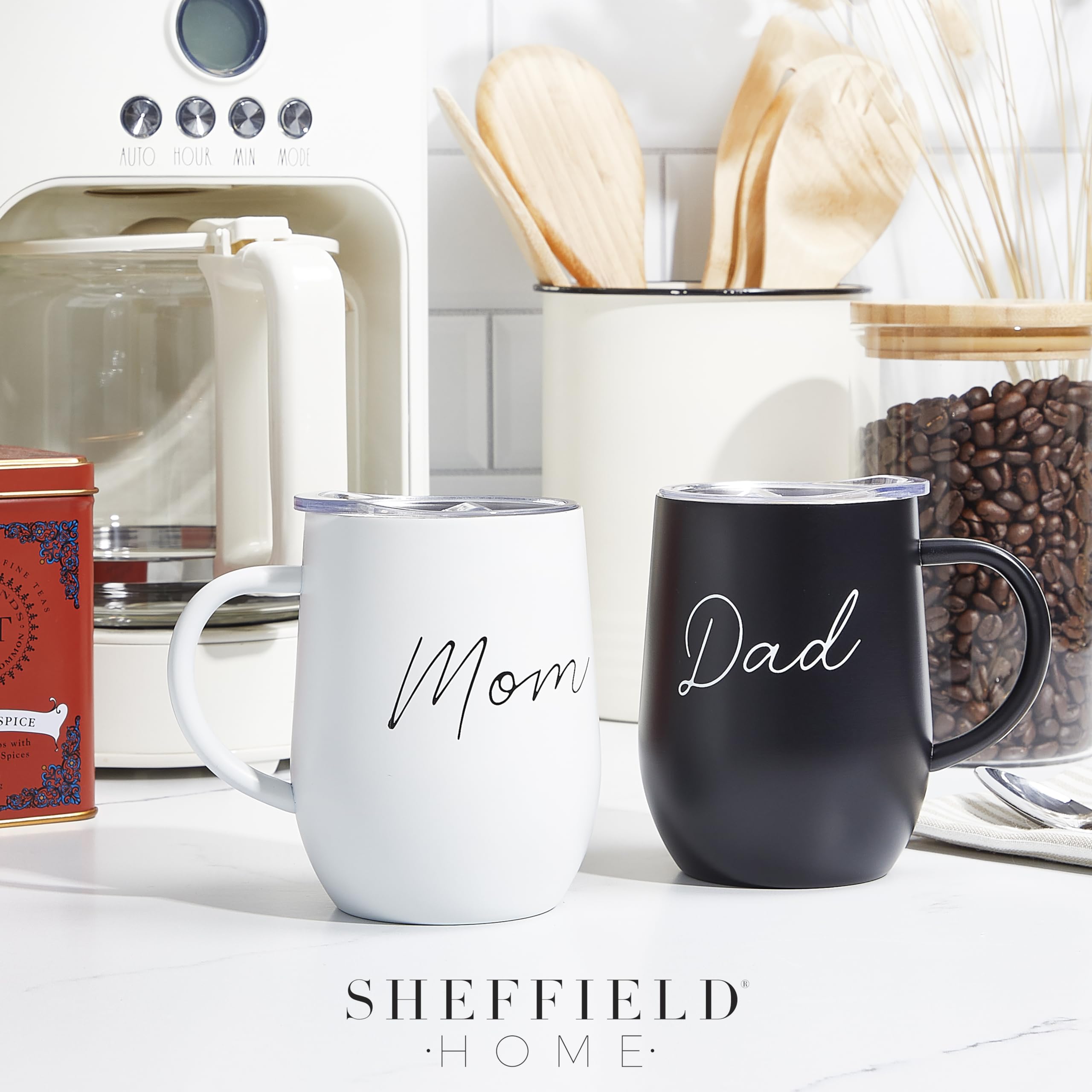 Sheffield Home gift set for new parents with engravable mom and dad