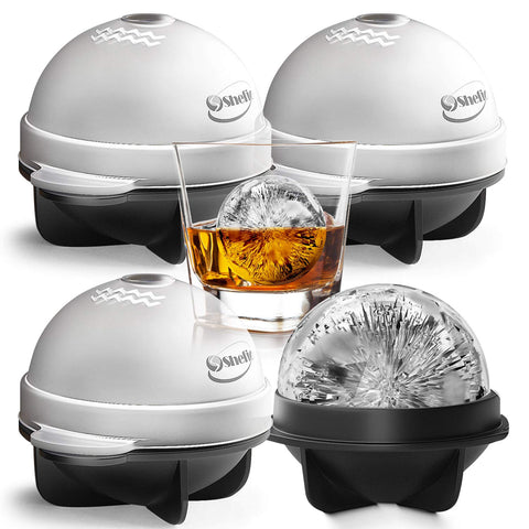Shefio bourbon ice cube molds create large round ice balls for slow dilution in whiskey.