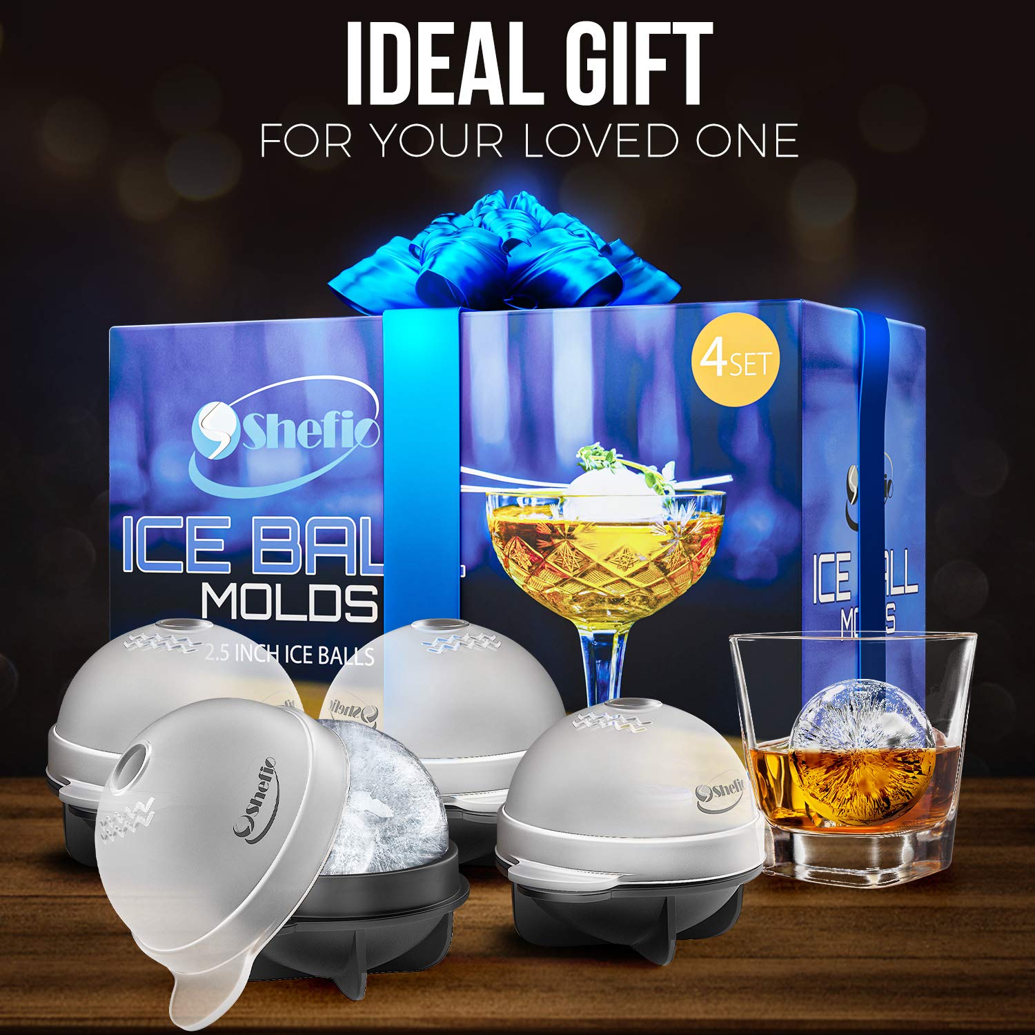 Shefio scotch ice ball maker for refined old-fashioned cocktails.