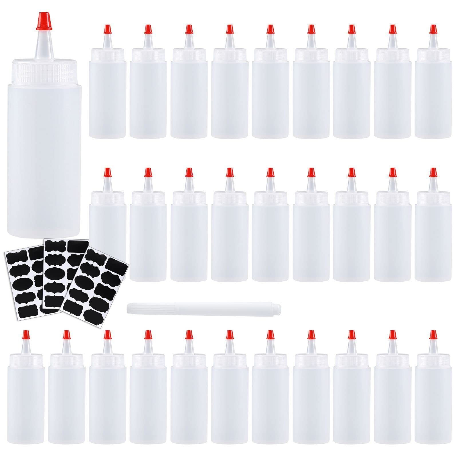 Shekure 30-pack 4 oz squeeze bottles set for versatile kitchen and crafts